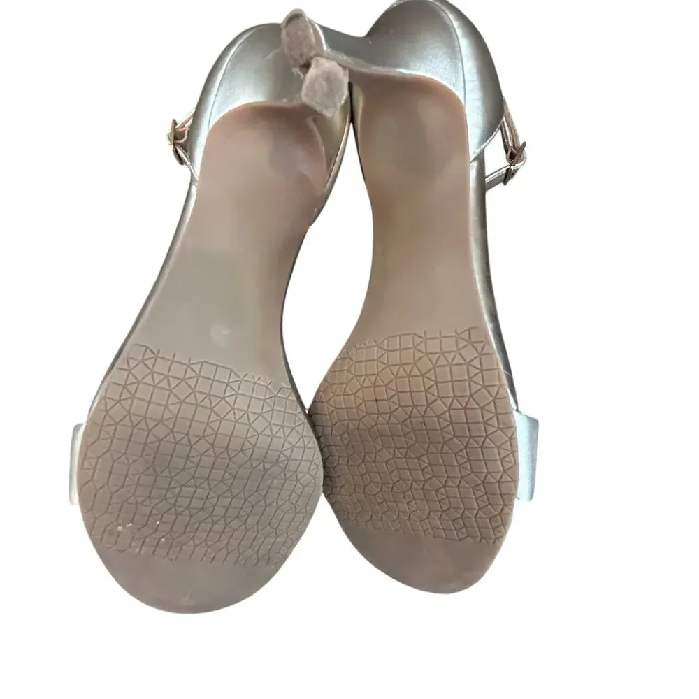 BP Luminate Gold Strappy Slingback Heel Ankle Strap Womens Size 8